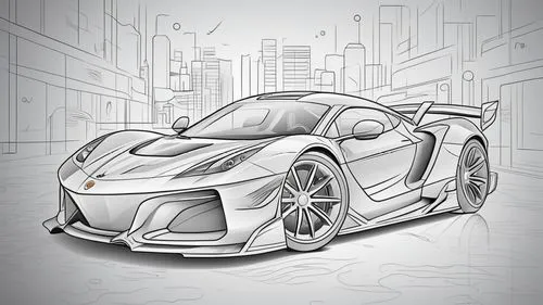 Style: Design Sketch-Detailed Outline,a coloring book for s with a sports car,wireframe graphics,car drawing,illustration of a car,wireframe,3d car wallpaper,gricar,gumpert,vector graphic,supercar car