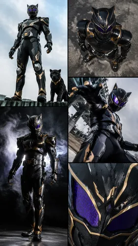 Kamen Rider with a black jaguar  theme and styling,   ,this is some character in some sort of movie,dragoons,dragoon,corrupter,armored,core shadow eclipse,knight armor,sigma,armors,alien warrior,trans