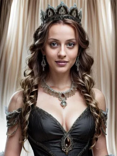 PORTRAIT,an adult woman with long hair wearing a black dress,margairaz,margaery,celtic queen,lysa,miss circassian,tiara,morgause,yavana,spiridonova,mihrimah,katherina,thirlwall,emperatriz,tiaras,verga