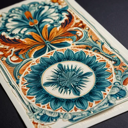 Quick and easy methods for DIY business card production,orange floral paper,floral border paper,mandala flower illustration,art nouveau design,floral greeting card,spanish tile,vintage print,floral pa