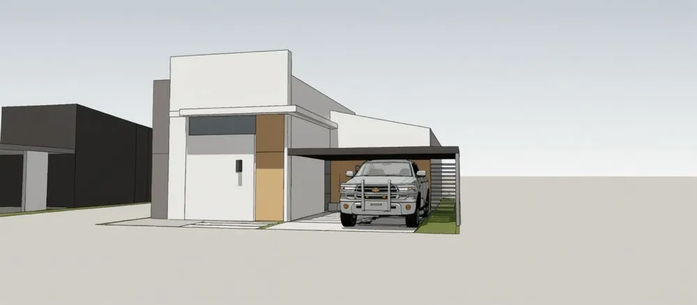 this is a computer generated view of two large garages in a building