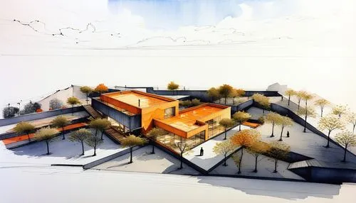 PERSPECTIVA DE CASA DE CAMPO ,fondazione,progetto,pronostica,projet,perriand,dormers