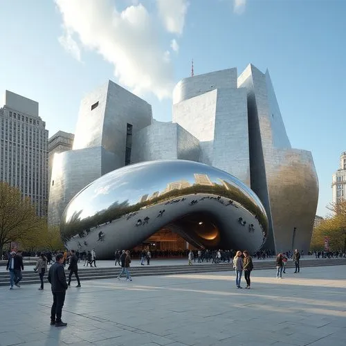  ,a bunch of people are standing around in the park,kidney bean,knoedler,safdie,damrosch,bean,niemeyer