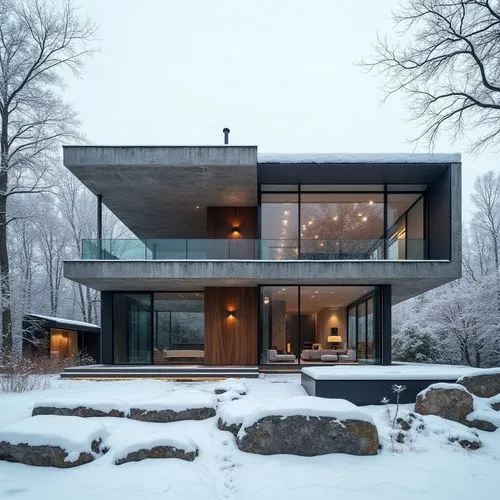 ,a very big nice looking house with lots of windows,winter house,snow house,modern house,modern architecture,cubic house,house in the mountains,snow roof,house in mountains,cube house,snohetta,cantil