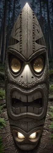 a giant wood mask with glowing eyes and a mouth,iron mask hero,wooden mask,forsworn,steel helmet,warlord,skull mask,tribal masks,mask,centurion,golden mask,balaclava,warden,soldier's helmet,knightly,a
