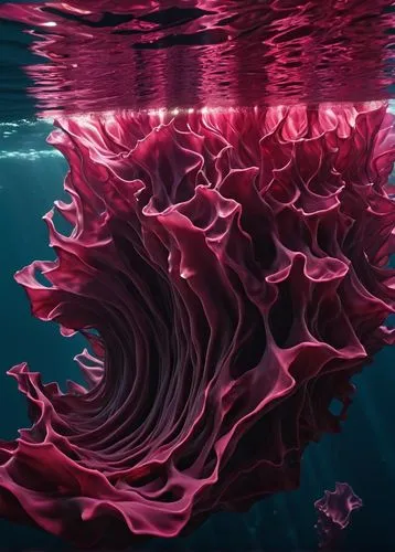 Surrealistic, abstract, wall, flesh-like texture, organic structure, irregular shape, dark red and pink hues, glossy finish, eerie ambiance, dim lighting, close-up shot, shallow depth of field, horror
