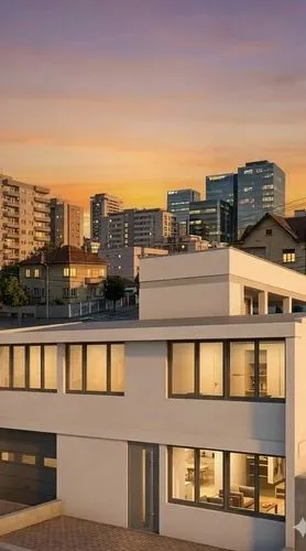 Create a time-lapse from dusk to morning, preserving its architecture and morphology.,modern house,modern architecture,contemporary,modern building,penthouses,sky apartment,villas,residential,cube hou