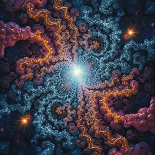 Multidimensional fractal maze of physical concepts in colored patterns,a picture with an odd look to it,spiral nebula,fractal environment,kaleidoscape,fractals,supernova,light fractal,vortex,fractals 