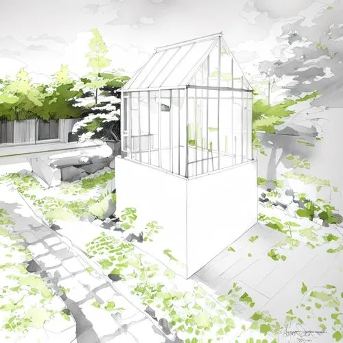 Garden. Well. Sunny day. design. White and black drawing. ,garden design sydney,cubic house,garden white,japanese architecture,landscape design sydney,greenhouse cover,climbing garden,garden buildings