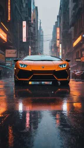 (masterpiece, best quality, absurdres),beanie,athletic outfit,orange socks,sneakers,cyberpunk,science fiction,retrowave lights,cinematic lighting,daytime,city,on street,heavy rain,wide shot,black CAR,