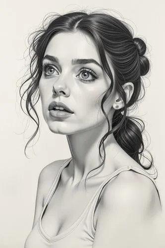 pencil drawing of girl, masterpiece, 32K, ,a girl's head in black and white with long hair,digital painting,krita,girl drawing,digital drawing,girl portrait,digital art,margairaz,rey,fantasy portrait,