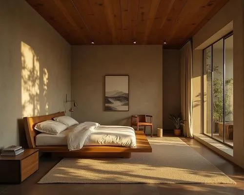 interior design,a bedroom is shown with a large wood bed,amanresorts,japanese-style room,modern room,sleeping room,great room,bedroom,Photography,Documentary Photography,Documentary Photography 02