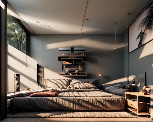 canopy bed,bedroom,modern room,sleeping room,loft,attic,room divider,japanese-style room,great room,one room,guest room,interiors,bed frame,bedroom window,interior design,sky apartment,modern decor,on