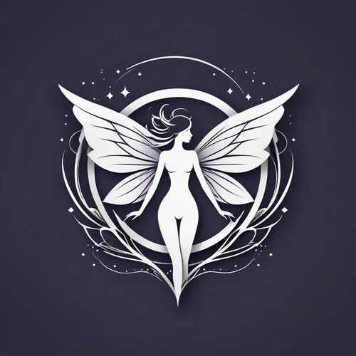 Winged fairy, minimalist, geometric patterns, logo design,butterfly vector,seraphim,zodiac sign gemini,art deco woman,sylph,horoscope libra,harmonix,cyberangels,virgo,zodiac sign libra,the zodiac sign