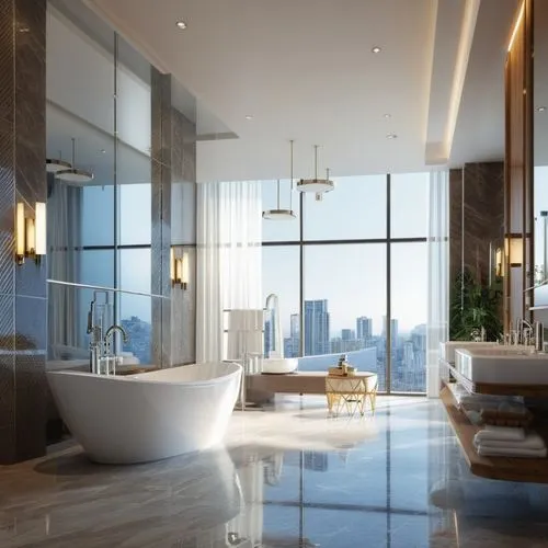 luxury bathroom,modern minimalist bathroom,luxury home interior,penthouse apartment,interior modern design,modern decor,bathtub,luxury real estate,luxury property,glass wall,bathroom,shower bar,modern