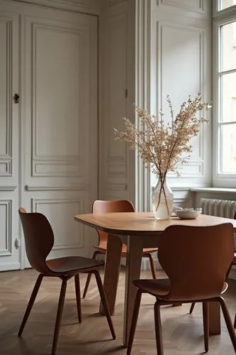 (magazine editorial layout:1.3), moodboard, interior design, home decor, fall vibe, autumn, ultra realistic, close shot, harvest season decor, minimalist ,this is a pograph of an empty dining room,ana