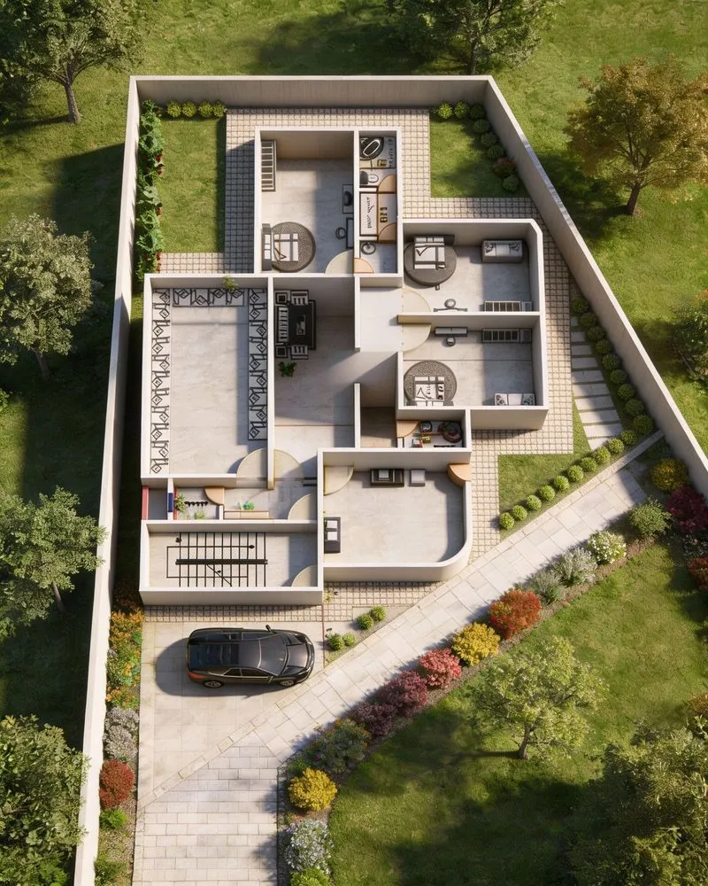 this is an aerial photo of a large house