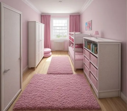 furry rug on floor, big stuffed animal near bed,the little girl's room,baby room,children's bedroom,kids room,baby bed,infant bed,room newborn,nursery decoration,nursery,boy's room picture,children's 