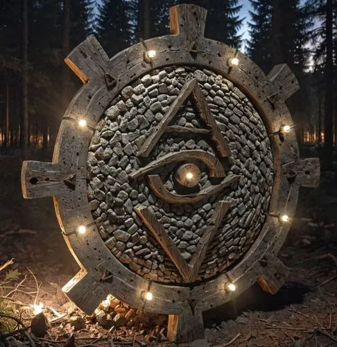 esoteric symbol,circular star shield,all seeing eye,allies sculpture,illuminate,illuminated lantern,pentagram,servitor,ark,lantern,alchemy,stone lamp,medallion,amulet,portal,alchemical,paganism,pagan,