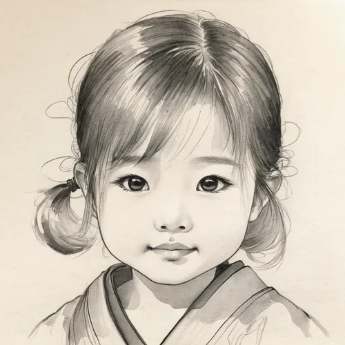 Proud little girl's face, pencil line drawing

,child portrait,girl drawing,girl portrait,pencil drawing,pencil drawings,graphite,young girl,japanese woman,charcoal pencil,japanese doll,pencil art,jap