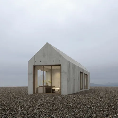 On the Rocky Plateau
,a white building that has its entrance opened,cubic house,beach hut,inverted cottage,dunes house,cube house,frame house,summer house,cube stilt houses,holiday home,prefabricated,