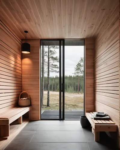 inside modern sauna in Finnish landscape view
,wooden sauna,sauna,modern minimalist bathroom,timber house,sliding door,luxury bathroom,wooden windows,small cabin,wooden house,wooden hut,inverted cotta