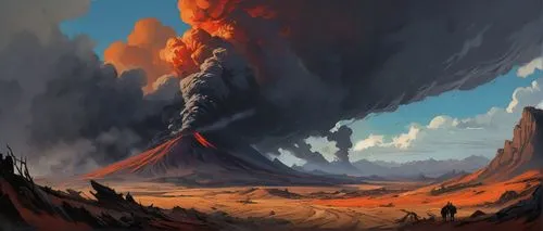 Game Scene Design, wild Angle View,volcanic,volcanic landscape,volcanic eruption,eruption,fire mountain,volcanism,volcanos,erupting,krafla volcano,lava,eruptive,the volcano,the eruption,volcanoes,erup