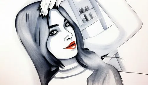 Makelii,guillemin,glass painting,drawing mannequin,art deco woman,dessin,airbrush,contralto,bunel,airbrushing,ilustration,bocek,muszaphar,girl drawing,photo painting,disegno,hirschfeld,white lady,ink 
