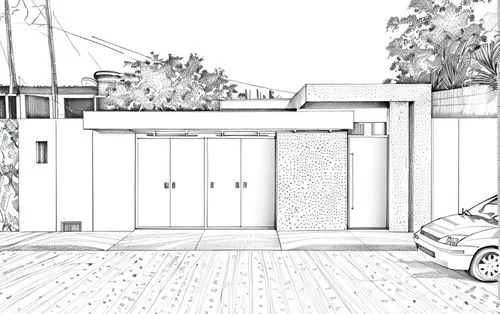 incluye detalles de color con un plumon de base alcohol,a drawing shows the entry to the house,illustration of a car,garages,carports,carport,garage,house drawing,golf car vector,underground garage,dr