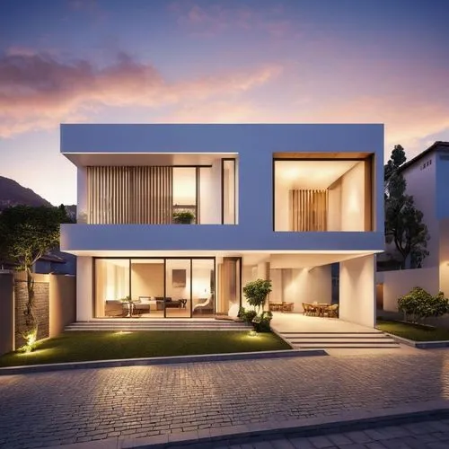 You are a renowned architect. I would like a rendering of a minimalist, two-story single-family home design in the style of Tadao Ando, ​​situated on a sloping 12 x 5 meter plot for a family of six: t
