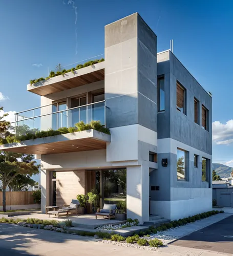 an apartment building with a glass balconies,modern house,modern architecture,cubic house,dunes house,contemporary,residential house,cantilevers,mid century house,residential,cube house,exposed concre