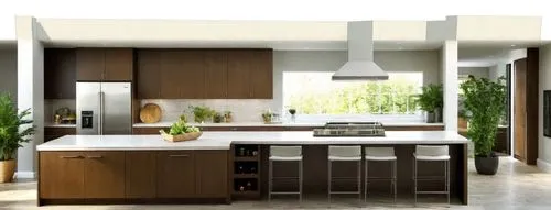 large modern kitchen with a refrigerator and a stove,modern kitchen interior,kitchen design,modern kitchen,kitchen interior,modern minimalist kitchen,3d rendering,kitchen,interior modern design,kitche