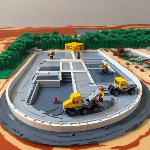 SP+A style architecture, Rendered in style of lego,miniland,micropolis,construction toys,construction set,lego city,lego trailer,miniature cars,heroica,motordrome,lego background,construction site,aut