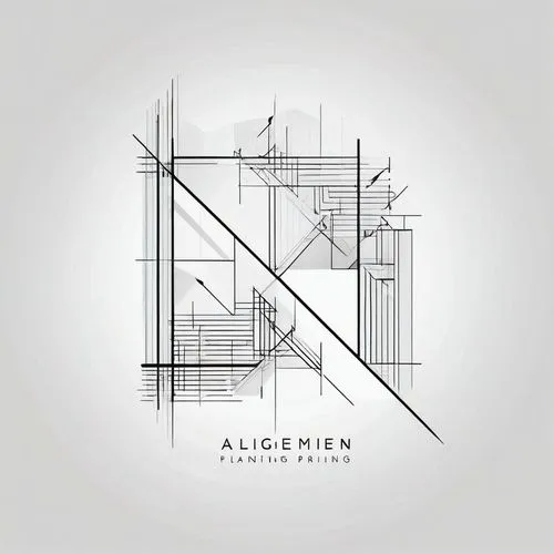 Minimalist logo design for an architecture and urban planning firm named "Allgemeiner Plan". Use stylized letters "A" and "P" integrated into a clean geometric composition inspired by architectural si
