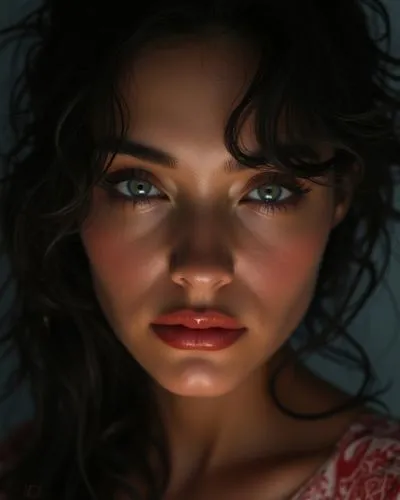A complex work depicting a mesmerizing femme fatale, with stunning detail, . The work conveys her mysterious charm, and the combination of light and shadow highlights her captivating features --ar 2:3