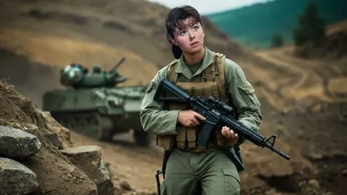 Если вы хотите мира, готовьтесь к войне - If you want peace, prepare for war,a boy in uniform holding a machine gun near a military tank,war monkey,war correspondent,lost in war,war,infantryman,childr