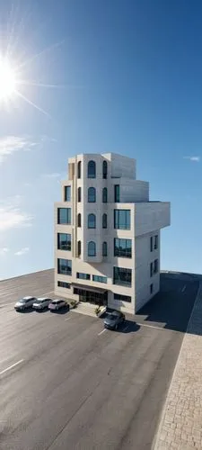 An ultra-realistic, photorealistic architectural visualization of the exact multi-story residential-commercial building shown in image_0.png. The scene is rendered in crisp, high-definition (8k resolu