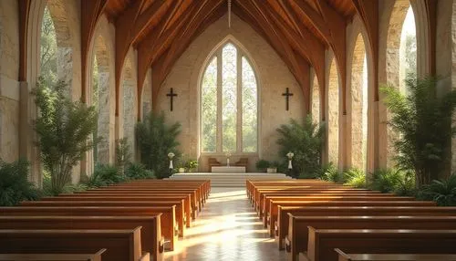 Eco-friendly church design, natural stone fa\u00e7ade, reclaimed wood accents, solar panels, green roofs, rainwater harvesting systems, bamboo flooring, low-VOC paints, energy-efficient stained glass 