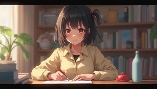 LOFI女孩学习

,a girl at a desk writing with a pen,girl studying,tutor,wooden desk,hikikomori,tamako,desk,study room,study,tsukiko,tutoring,to study,rikka,reading,writer,paperwork,animator,blur office bac
