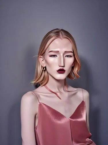 Shyanne with her characteristic long nose bridge at the happy model shoot,a model with makeup that has pink tones,digital painting,drawing mannequin,digital drawing,digital art,world digital painting,