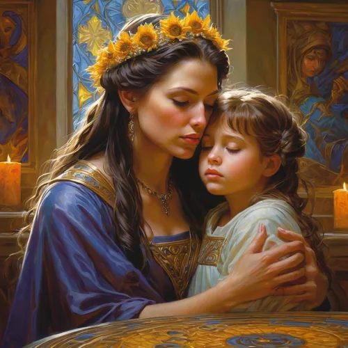 Let your mom know how much she means to you on her birthday with these touching quotes.,little girl and mother,capricorn mother and child,candlemas,emile vernon,romantic portrait,blessing of children,