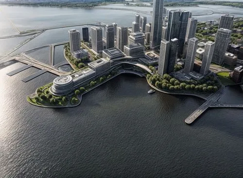 Modern city, by the lake,artificial island,marina bay,suzhou,artificial islands,heart of love river in kaohsiung,barangaroo,tianjin,haikou city,chongqing,tallest hotel dubai,xiamen,sharjah,zhengzhou,d