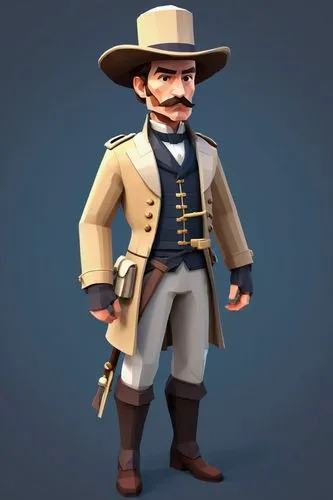 Low Poly,minuteman,bushranger,quartermaster,frontiersman,napoleon bonaparte,pecos,lawmen,pardner,gunfighter,lawman,sheriff,bushrangers,musketry,micawber,nwmp,the sandpiper general,bonesetter,jebediah,
