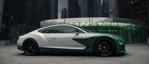 Modern, Super Bentley Sports Car Diamond White green positive side 8K Ultra HD, Luxury Metropolis background






,the rear end of a green and white car,green snake,the beetle,electric sports car,spo