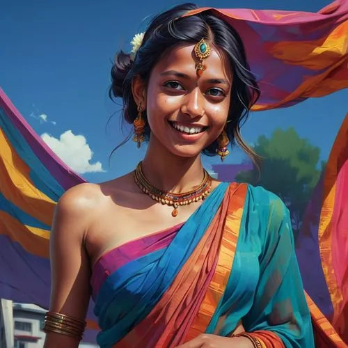 A beautiful 26 year old woman in a flowing, colorful sari. Low cut. Flirty.
,woman with elaborate jewelry and wearing an indian dress,indian woman,indian girl,hijras,eritrean,malayalee,newari,sari,abh