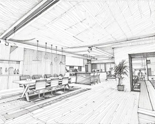 veranda,aqua studio,conference room,archidaily,school design,office line art,wood deck,offices,meeting room,working space,taproom,3d rendering,wooden beams,cafeteria,canteen,loft,modern office,lobby,t