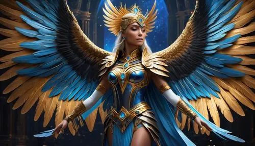 A majestic, photorealistic digital illustration or CGI render in a fantasy, mythological, and science-fiction-inspired style, featuring a divine female figure (goddess or celestial priestess) with ela