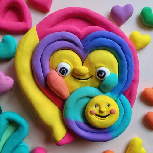 Spread love and positivity always,play-doh,play doh,play dough,colorful heart,smilies,cookie cutters,plasticine,heart swirls,felt baby items,marshmallow art,multicolor faces,lego pastel,conversation h