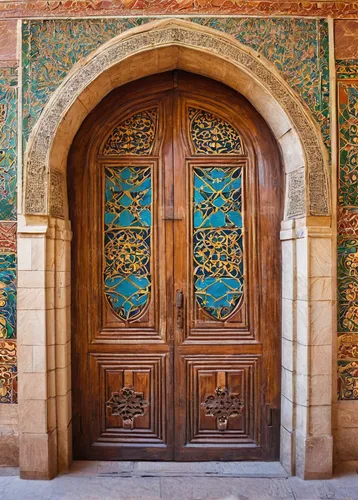 Old colorful marble wall with wooden door decorated with arabesque ornaments, Cairo, Egypt. Old colorful marble wall with wooden door decorated with arabesque royalty free stock photo,main door,church
