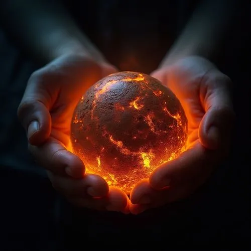Close shot of a glowing earth holding two hands, background is full of black color, ultra realistic high quality image, we can only see the arms and the glowing earth,a person holds out their hands to
